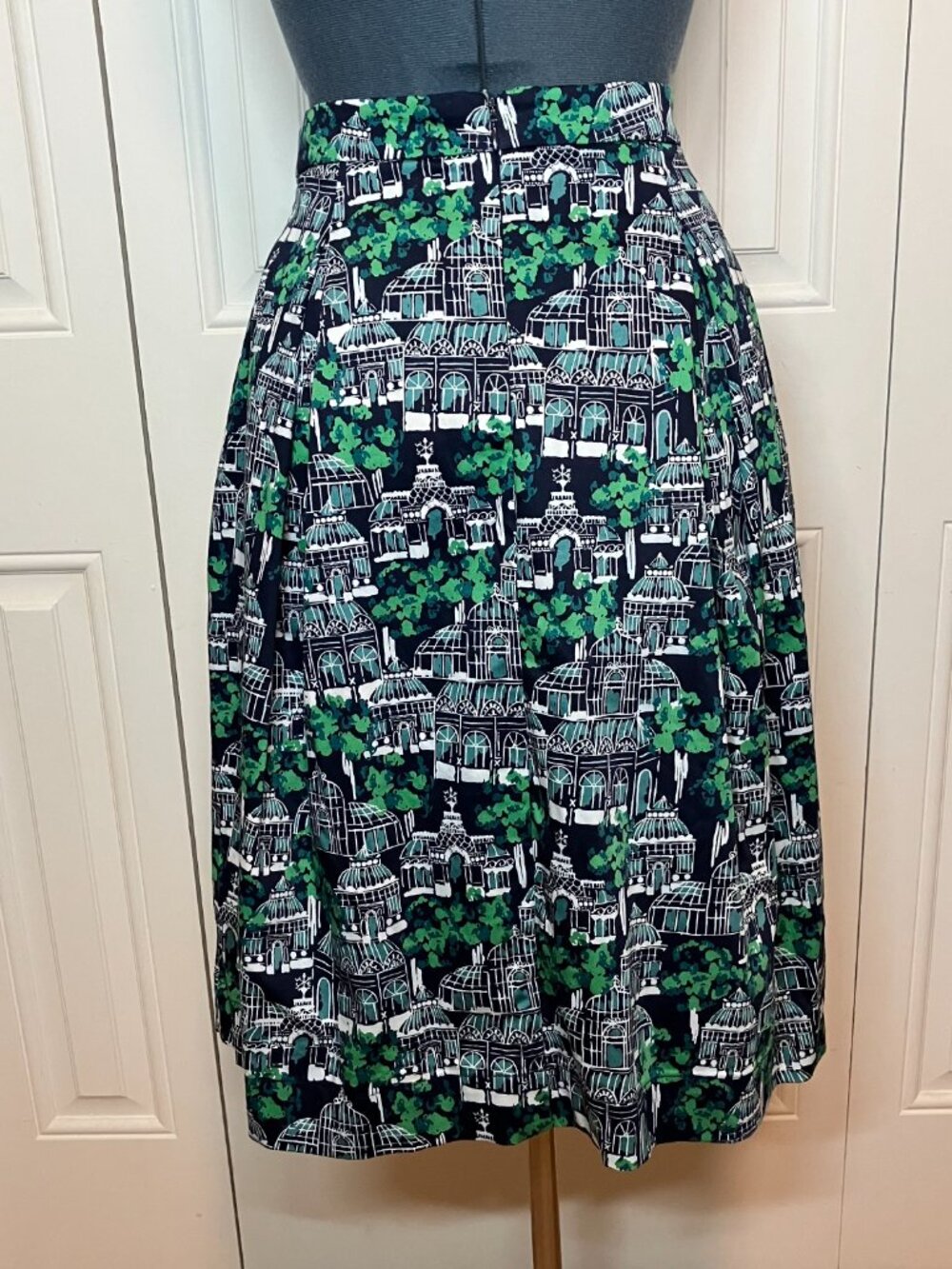 Boden Blue/Green/White Cotton Lined Skirt Size 6R - Picture 2 of 7